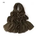 Solid color pleated fringed women scarf versatile breathable shawl headscarf fashion - Army Green