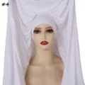 Solid color mercerized cotton long scarf tube hijab cap, breathable and elastic for women. - White (#4)
