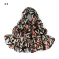 Geometric color block printed long scarf, soft slub cotton shawl, fashionable hijab for women. - Style #9