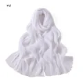 Detail view of solid color pleated fringed women's scarf shawl, breathable and fashion. - Light Green
