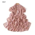 Close-up of pink plaid chiffon scarf fabric lightweight breathable texture detail - Style 27
