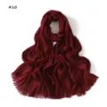 Solid color pleated fringed women scarf versatile breathable fashion shawl detail view - Burgundy