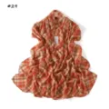 Chic orange plaid printed chiffon scarf, lightweight sun protection shawl for women commuting. - #29