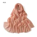 Solid color pleated fringed women scarf lightweight breathable wrap shawl detail view #13 - Peach Pink