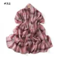 Pink plaid chiffon scarf for women, lightweight sun protection shawl and stylish neck wrap. - #32