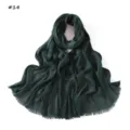 Dark green pleated fringed women scarf fine texture breathable fashion shawl detail view - Dark Green
