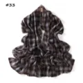 Brown and blue plaid chiffon scarf, elegant sun protection shawl for women, lightweight. - #33