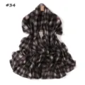 Brown white plaid print chiffon scarf women long sun protection shawl fashion commuter accessory - #34