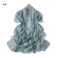 Solid color shimmering chiffon shawl detail view, lightweight breathable pleated scarf for women. - Cheese Mint