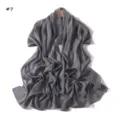 Solid color silver silk chiffon thin long scarf versatile breathable shawl wrap for women. - Light Gray