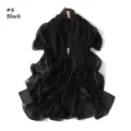 Black shimmering chiffon scarf for women, lightweight breathable long shawl wrap with fine pleats. - 8# Black