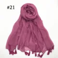Solid pink voile scarf detail, elegant tassel design, lightweight breathable fabric. - Deep Pink
