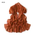 Solid color silver silk chiffon scarf lightweight breathable pleated shawl for women elegant. - Caramel Brown
