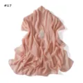 Pink metallic chiffon scarf detail, lightweight breathable sheer shawl texture close-up. - Light Orange Pink
