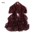 Solid color silver silk chiffon long scarf lightweight breathable pleated women shawl wrap - Burgundy Wine Red