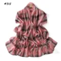 Pink plaid chiffon scarf detail view, elegant lightweight neck wrap for women daily wear. - #35