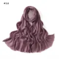Solid color crinkled women scarf detail with fringe edges soft breathable daily fashion shawl - Purple