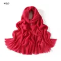 Solid color crinkled scarf with fringe for women, lightweight breathable fashion shawl. - Bright Pink