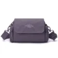 Women casual crossbody bag grey solid color shoulder bag featuring multiple zipper pockets - Taro Grape