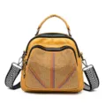 Yellow multi-function rivet backpack stylish women handbag casual single shoulder bag - Yellow