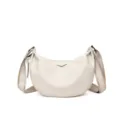 Off-white crescent crossbody bag, stylish leather dumpling shoulder bag for women daily commute. - White