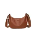 Brown leather hobo bag women large capacity crossbody shoulder bag stylish commuting daily purse - Red Brown
