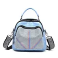 Zaino donna azzurro chiaro con borchie borsa casual multifunzionale elegante e chic - Blu