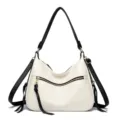 Fashion solid color shoulder crossbody bag for women large capacity daily commuter handbag. - White