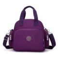 Bolso bandolera de nylon morado para mujer gran capacidad bolso casual con múltiples bolsillos - Púrpura