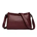 Women's Wine Red Leather Shoulder Bag Casual Crossbody Handbag Stylish Daily Purse - Burgundy