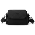 Black nylon cross-body bag, casual minimalist women's shoulder bag with multi-pockets. - Black