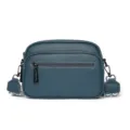 Sac bandoulière en cuir véritable bleu pour homme avec doubles fermetures éclair. - Bleu