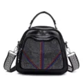 Zaino donna multifunzione con borchie nere borsa elegante borsetta a tracolla variante - Nero