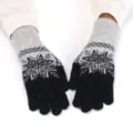 Thickened winter knitted gloves with classic snowflake pattern for warm outdoor cycling. - Adult Free Size 23.5x10x3cm / Navy Blue