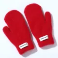 Moffole invernali spesse in pelliccia per donne, guanti caldi in morbido peluche rosso studenti. - Taglia Unica / Rosso Vivo