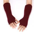 Donne inverno lavorato a maglia lungo braccio scaldamuscoli senza dita guanti rossi - 30cm Lungo Elastico / Borgogna