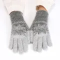 Guanti in maglia jacquard da donna, foderati in pile per freddo invernale all'aperto. - Taglia Unica Adulto 23.5x10x3cm / Grigio scuro + grigio chiaro