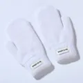 Moffole invernali in maglia bianca da donna, guanti caldi in lana peluche spessa. - Taglia Unica / Bianco