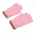 Guanti in maglia rosa con polsini a fragola, guanti invernali caldi a cinque dita. - Taglia Unica Adulto / Rosa