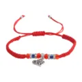 Bracelet tressé rouge avec mauvais œil et pendentif cœur, bijou de mode réglable pour femmes. - Pendentif Cœur Argent (Corde Rouge)