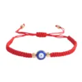 Bracelet cordon rouge avec mauvais œil bleu, réglable et tressé pour femme et fille stylée. - Œil maléfique doré (Rouge)