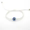 Bracelet tressé œil maléfique blanc perle Nazar turque réglable bijoux porte-bonheur femme - Mauvais Œil (Corde Blanche)
