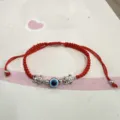Bracelet réglable tressé en fil rouge avec mauvais œil et adorables tortues pour femmes. - Œil Résine Deux Tortues (Corde Rouge)