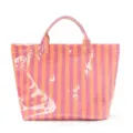 PVC striped large capacity tote bag for women, waterproof casual handbag and shoulder bag. - Orange