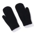 Moffole invernali in maglia nera con calda fodera in pile, spessi guanti termici. - Adulto Taglia Forte / Nero