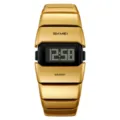 Gold digital watch for men with unique geometric block design, stylish and daily waterproof. - Gold