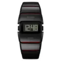 SKMEI Men Black Square Digital Watch Waterproof Sport Wristwatch with Luminous Alarm Stopwatch - Black Red
