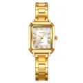 Orologio al Quarzo Donna Oro SKMEI, Elegante Quadrante Quadrato Numeri Romani e Cinturino in Acciaio. - Cassa Oro Quadrante Argento