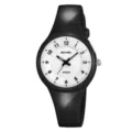 Black TPU strap quartz watch featuring white dial with clear numbers for daily wear. - Black