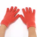 Cozy winter fuzzy knit gloves with split fingers, warm wool thermal handwear for women. - Watermelon red